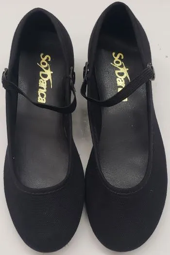 1" Ginger Jr. -- Children's Canvas Ballroom Shoe -- Black City Bright