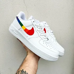 Fashionable Nike Air Force 1 Pride/Rainbow custom"